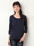 Angeliebe エンジェリーベ 産後 産後用 授乳服 やわらか フライス ラウンド ネック Tシャツ ママ 長袖 フリー ネイビー 30052 30052300