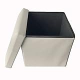 Leaton 収納・スツール・椅子 ,収納スツール ホワイト/ベージュ,コンパクトに折り畳める収納ボックス兼スツール,(合皮)　ブラック 【収納・スツール・オットマン・椅子・収納スツール・収納ボックス・おりたためる】 (グレー)