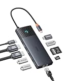 Baseus USB-C ハブ 10-in-1 4K (120hz) デュアルディスプレイ HDMIハブ 2画面拡張 PD100W 10Gbps 高速データ転送 USB 3.2 LAN 1Gbps イーサネット SD/TF カードリーダー Macbook Pro ノートパソコン iPad Proなどに対応 急速充電 ドッキングステーション Metal Gleam II