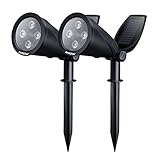 Mpow Upgraded Solar Spotlights, 2-in-1 Adjustable Waterproof 4 LED Outdoor Landscape / Wall Solar li