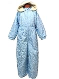 【b-45504/45505 女の子 ジャンプスーツ ハート柄 雪遊び ベビー スノーコンビ 子供 キッズ スキー ロンパース】1サックス 90