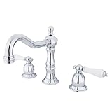 キングストン真鍮cc55l8ヴィンテージWidespread洗面所蛇口、サテンニッケル 7-1/2 inch spout reach CC56L1 1