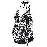 【Ani Mam Kids】レディース 大きめ 水着マタニティ スイムウェア タンキニ おしゃれ 妊婦用 セパレート モノトーン 花柄 デザイン M～5XL サイズが豊富！(5XL)