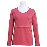 授乳服 長袖 Tシャツ 授乳口付き 無地 長袖Tシャツ/授乳服 トップス 産後対応 ピンク-M7735 L