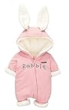 (ラボーグ) La Vogue ベビー服 ロンパース 子供 赤ちゃん カバーオール 耳付き 新生児 フード パジャマ キッズ 男の子 女の子 コスチューム 秋冬 防寒 ピンク 73