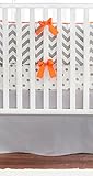 New Arrivals Crib Bed Set, Zig Zag in Slate with Orange Trim by New Arrivals