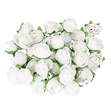 SODIAL 50個　3cm カローラフラワーヘッド　人工ローズ　部屋結婚式デコレーション（ホワイト）