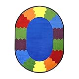 Joy Carpets Kid Essentials Early Childhood Oval Block Party Rug Multicolored 5'4 x 7'8 [並行輸入品]