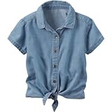Carter's(カーターズ) シャンブレータイフロントトップ ブルー トップス半袖シャツ 6歳【並行輸入】