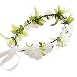 anshintoベビーキッズハンドメイドローズフラワーヘアバンドカチューシャヘア花輪頭飾りホワイト