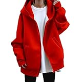 [1/2plus] ニブンノイチプラス パーカー ジップ アップ ハイ ネック フード ジッパー ボア レディース (XXL, レッド)