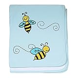 CafePress – Bees – スーパーソフトベビー毛布、新生児おくるみ ブルー 071498956625CD2