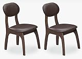 アジアン 40cm幅 ダイニングチェア 2脚セット ブラウン