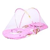 Lovoski 赤ちゃん対応　蚊　昆虫　折り畳み可能　ベッド　ネット　蚊帳　ネッティング　キャノピー　マットレス　全2色選ぶ - ピンク