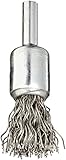 Weiler Wire End Brush, Solid End, Round Shank, Stainless Steel 302, Crimped Wire, 1/2" Diameter, 0.0