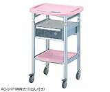 8-8190-06 パソコン処置カート 昇降式(引出し付き) ピンク '4022