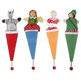 4 x木製Hoodwinked Dolls Hide and Seekおもちゃキッド子供教育おもちゃ