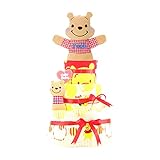 おむつケーキ 3段 プーさん くまのプーさん ディズニー 出産祝い ベビーギフト タオル ソックス パペット ラトル pooh25_26_27