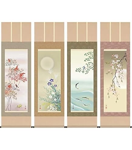 Amazon.co.jp: 掛軸 掛け軸 「紅梅鳩図」 宮本武蔵 尺五 桐箱 幅54.5