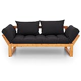 ソファ ソファーベッド 2人掛け 北欧デザイン リクライニング 天然木フレーム ストレートタイプ ハニー×チャコールグレー