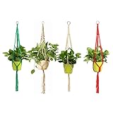 KING DO WAY プラントハンガー ４色 90cm 植物ボルダー プラントハンギング 植物ハンガーネット 麻ロープ 麻の糸 編み ブラウン