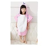 IWELYバスタオル ビーチタオル 恐竜 スイミング 動物柄 ポンチョ型 フード付き アニマル 可愛いバスローブ 贈り物にも ローブ おくるみ ベビー キッズ 子供 (ピンク)