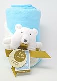 Bear Valboa Ring Rattle and Blanket Set Limited Editionフリースブルー