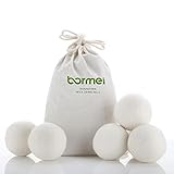 Bormei Sheep Wool Dryer Balls Premium Reusable Natural Fabric Softener 100% Pure Organic Reduces Dry
