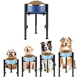 Cmswiftify 犬 ご飯台 犬 食器台 犬 えさ台 犬 餌台 早食い防止 食器 犬 はやぐい防止皿 犬 中型犬～大型犬向け ペット 餌台 ステンレスボウル 食器 エサ台 4段階 高さ・幅広さ調節可能 餌入れ 犬 ご飯台 (きスタンド)