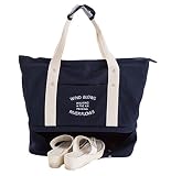 (ブリランテ) BRILLANTE キャンバス トート バッグ レディース 大容量 マザーズバッグ 旅行 スーツケース差し込み (ネイビー)