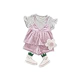 夏子供Ｔシャツ+パンツ 女の子の服 Pojour 1-6歳キッズ用かわいい2セット 子供ギフト 綿 通気 ピンク(90cm)