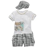 YING LAN 男の子 子供服 スーツ ベビー服 新生児 出産祝い 夏Ｔシャツ 短パン 帽子 100(24-36ヶ月）