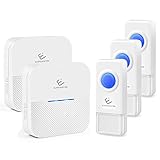 Wittimes ワイヤレスチャイム【送信機3個 受信機2個】 最高300Mの無線範囲 呼出音楽52曲選択可能4段階音量調節可能 防水防塵玄関チャイム無線呼び出しチャイム ドアベル 防犯ドアベル 配線