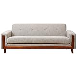 アビライト 大川家具 5色から選べる 天然木ベース付 ファブリック ソファシリーズ 3人掛け ベージュ SKT-0162