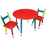 PENCIL FURNITURE CHILDRENS TABLE & CHAIR SET 3 PIECE PENCIL LEG KIDS PRIMARY MULTICOLOR SET [並行輸入品]