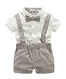 (コ-ランド) Co-land ベビー服 フォーマル スーツ 男の子 紳士服 幼児 上下セット サスペンダー 記念日 撮影記念 結婚式 蝶ネクタイ飾り 90 コーヒー色