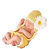 Nasbach ベビーコスチューム　赤ちゃん記念写真服装　満月/百日　着ぐるみ　毛糸　帽子（単品/セット） ヒマワリセット