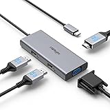 USB C ドッキングステーション デュアルモニター DisplayPort 分配器, 4in1 USB-C to 2DP / HDMI/VGA マルチポートアダプター 4K対応