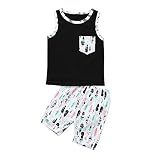 Tovadoo ベビー服 上下セット トップス+半ズボン 女の子 男の子 フェザーの柄 無袖 トップス 半ズボン セットアップ 子供 赤ちゃん キッズ服 可愛い 6ヶ月~24ヶ月 65~100cm