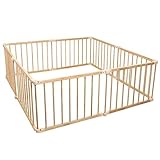 WLIVE ベビーサークル レイアウト自由 折り畳み式 ロック機能付き ジョイント式 高さ57cm 1~3歳 滑り止め 取り付け簡単 持ち運ぶ便利 8枚セット 天然木 ナチュラル MF0087