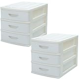 シェルタカラーズ A4収納卓上チェスト(浅型)3段 同色2個セット ホワイト SC-A3-2WH