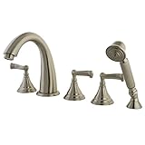 Kingston Brass KS53685FL Royale Roman Tub Filler with Hand Shower, Satin Nickel, 5-Piece [並行輸入品]