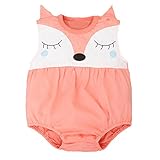 エルフ ベビー(Fairy Baby)ベビー服 半袖 夏用ロンパース 可愛いきつね柄 オレンジ サイズ：95