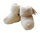 ベビーシューズ プレシューズ 室内用 練習用 中綿靴下 ストライプ柄 ベージュ コットン100％ [DELEBAO]