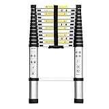 Ollieroo? 12.5ft EN131 Aluminum Telescopic Extension Ladder with Spring Loaded Locking Mechanism Non