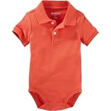 OSHKOSH(オシュコシュ) ピケポロボディスーツ コーラル ロンパース半袖 6ヶ月【並行輸入】