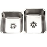 Houzer PNE-3300SL Eston Series Undermount 60/40 Double Bowl Kitchen Sink T-304 Stainless Steel by HO