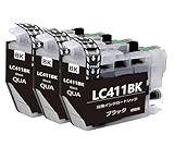 互換インクカートリッジ LC411BKブラック黒 3本セット 対応機種:DCP-J526N/J528N/J914N/J915N/J926N-W/J926N-W/B/J928N-B/J1800N/MFC-J904N/J905N/J739DN/DWN/J939DN/DWN純正と併用可能インクタンクエプソン対応プリンター汎用インク