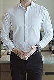 Gaosa メンズ 長袖 ワイシャツ 襟高 ドレスシャツ Yシャツ 結婚式 ビジネス 無地 ゆったり スリム おしゃれ 大きいサイズ (40, 白)