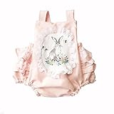 ZQJP ベービー服 ロンパース ウサギプリントレース服 新生児 幼児 女の子 出産祝い バックレスドレス (80CM)